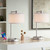 360 Lighting Colby Modern Desk Table Lamps 21" High Set of 2 with Hotel Style USB and AC Power Outlet in Base Brushed Nickel White Linen Shade for Living Room Bedroom Bedside Home Office