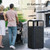 CrazyAnt Commercial Outdoor Trash Can with Lid, Heavy Duty Outside Gabage can with Top Tray,Removable Metal Inner Bucket, Commercial Waste Container with Stone Panels for Parks and Public Spaces