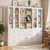 Cyclysio White Bookcase Set with 8 Doors & 3-Tier Open Shelves – 80” Tall Bookcase with 4 Drawers, Adjustable Shelves, Modern Display Cabinet with Baseboard Notch for Living Room, Office, Kitchen