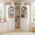 Cyclysio 80" Tall Bookshelf System with 6 Drawers, Arched Corner Bookcase with 12-Tier Open Shelves, Wooden Pantry Storage Organizer with Baseboard Cutout for Living Room, Kitchen, Bathroom