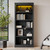 Virubi 83.4" Tall Bookcase with LED Light, 5-Tier Wood Bookshelves with Adjustable Storage Shelves for Living Room Home Office, Storage Organizer for CDs Books Movies, Freestanding (Black)
