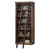 Martin Furniture Avondale 120" W Contemporary Wood Bookcase Wall with Ladder Storage Organizer Display, 5 Adjustable Shelves, Ringed Steel Frame, Fully Assembled, in Brown Finish