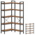 Huuger 5 Tier Bookshelf, L Shaped Corner Bookshelf with 10 Open Shelves, 49.4 Inch Straight Wide Bookcase with Metal Frame and Wooden Board, Adjustable Feet, Rustic Brown