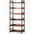 HCHQHS Adjustable 6 Tier Open Bookcase, Rustic Farmhouse Book Shelves, Industrial Wood and Black Metal Bookshelves, Mid Century Bookcase for Home Office Living Room Bedroom