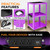 Auto Dynasty Height Adjustable AV Presentation Cart with Power Strip, Rolling Storage AV Carts for Video Projector, TV, Printers, Laptop Computers, 4 Wheels, 4' Cord, 3 Outlets, 2 USB Ports (Purple)