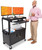 Line Leader Large AV Cart with Locking Cabinet | Height Adjustable Utility Cart with Pullout Keyboard Tray & Cord Management | UL Safety-Certified Computer Cart | Easy Assembly (32 x 18 x 42in)
