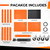 Auto Dynasty Height Adjustable AV Presentation Cart with Power Strip, Rolling Storage AV Carts for Video Projector, TV, Printers, Laptop Computers, 4 Wheels, 4' Cord, 3 Outlets, 2 USB Ports (Orange)