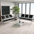 kinbor Waiting Room Chairs - Durable PU Leather Reception Bench with Armrests, 3-Seat Office Reception Guest Chairs for Office, Hospital, Airport, Bank & Lobby, Black​
