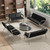 kinbor Waiting Room Bench with Armrest - Lobby Reception Chairs, PU Leather Office Guest Seating Furniture for Salon Airport Hospital Bank, Black