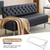 OmySalon Waiting Room Bench with Back, 58.6’’ Office Guest Chair Upholstered Reception Seating, Lobby Furniture for Beauty Salon Barbershop Airport Bank Hall Room Conference, Button Tufted, Black