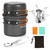 6pcs Camping Cookware Mess Kit with Lightweight Pot, Stove, Spork and Carry Mesh
