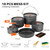 18pcs Camping Cookware Large Size Hanging Pot Pan Kettle Set
