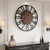 Modern Battery Operated Silent Non Ticking 30 inch Decorative Wood Metal Wall Clock, Black Round Big Clocks for Living Room, Bedroom