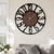 Modern Battery Operated Silent Non Ticking 30 inch Decorative Wood Metal Wall Clock, Black Round Big Clocks for Living Room, Bedroom