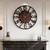Modern Battery Operated Silent Non Ticking 30 inch Decorative Wood Metal Wall Clock, Black Round Big Clocks for Living Room, Bedroom