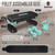 Adjustable Exercise Stepper Kit with Dumbbells & Kettlebell & Weightlifting Belt & Measuring Tape, 2 Level Risers Aerobics Step Platform for Home Gym Exercise Fitness Workout, Green Black