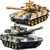 Supdex 1/24 RC Battle Tank Set, Remote Control Russian T90 and German Leopard II Tank Model That Shoots for Kids and Adults, 2.4Ghz Army Toy for Boys 6+ Year Old with Smoke, Sound Effects and Lights