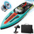 TOPCHOIC Brushless RC Boat 40+MPH, Remote Control Boats for Adults Kids, 19" Big Racing Boat for Salt Water Lake River with Self-Righting, LED Lights, Fishing Function Fast High Speed with Carry Bag