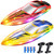 DEERC 2-Pack RC Boats for Kids, Fast Remote Control Boat with 4×1200mAh Batteries, 120 Min Runtime, 7 LED Lights Mode, Capsize Recovery, 2.4GHz Racing, Pool & Lake Toy