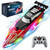 JOI MEW RC Boat for Kids with LED Lights, 2.4Ghz Remote Control Racing Boats for 8-12,Toy Water Boat for Pools & Lakes with Waterproof,Rechargeable Battery, for Boys Girls RED
