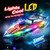 JOI MEW RC Boat for Kids with LED Lights, 2.4Ghz Remote Control Racing Boats for 8-12,Toy Water Boat for Pools & Lakes with Waterproof,Rechargeable Battery, for Boys Girls RED