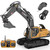 kolegend 3 in 1 Remote Control Excavator Toy 14 Channel RC Excavator Toy for Boys 3-12 with Bucket/Claw/Drill 2.4GHz Full Functional Construction Vehicles Toys Gift for 6 7 8 9 10 Years Old Kids Boys