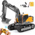 Double E Volvo Remote Control Excavator Toy, RC Construction Vehicles with 360° Spin & 330° Cab Rotation, Dig & Unload, 2.4GHz Anti-Interference for Multi-Player, Outdoor Sandbox Digger Gift for Kids