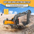 Double E Volvo Remote Control Excavator Toy, RC Construction Vehicles with 360° Spin & 330° Cab Rotation, Dig & Unload, 2.4GHz Anti-Interference for Multi-Player, Outdoor Sandbox Digger Gift for Kids