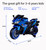 Electric Ride-On Motorcycle for Kids with 12V Motor, Training Wheels, Manual Throttle, Light Up Wheels, Music Player & Headlights - Ages 3-6 (Blue + Plastic + 50-99 pounds)