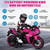 Kids Electric Motorcycle, 12V Electric Motorcycle on Car LED Lights, Music Player & Horn with Training Wheels, Pedal, MP3, USB Port, Motorcycle for Kids 3-6, Gift for Boys & Girls（Pink）