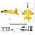 Yellow SU-27 RC Fighter Jet, Remote Control Airplane with Stunt Flight, Anti-Crash Foam Aircraft Model for 14+ Ages Teens and Adults, 2.4GHz Remote Control, 3 Batteries for Extended Flight Time