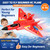 ANTSIR Remote Control Plane F-22 Raptor, 2.4GHz Durable Foam Rc Airplane with Smart Gyro/LED Lights/3 Rechargeable Batteries, RC Jet Glider Toy Gift for Kids Boys Girls 8-16 Year Old (Red)