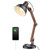 ELYONA Modern LED Desk Lamp with Upgraded Wireless Charger & USB C Charging Port Sapele Wood Table Lamp Swing Arm Bedside Reading Task Light