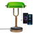 Retro Desk Lamp with USB Wireless Charging Port, Classic Pull Chain Switch Table lamp, for Home Office