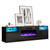 AMERLIFE 80" Fireplace TV Stand with 40" Electric Fireplace, TV Console with High Gloss Storage Cabinets and 12 Colors LED Lights