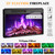 AMERLIFE 59" Fireplace TV Stand for TVs up to 65", Farmhouse Entertainment Center with Sliding Barn Doors