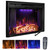 36” Electric Fireplace Inserts with Glass Door and Mesh Screen, Multicolor Flames & Fire Crackling Sounds