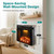 SereneLife Electric Fireplace Heater with LED Flame & Log Effects, Smart Wi-Fi, Touch Screen Panel, Remote Control