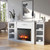 BELLEZE Modern 70" Electric Fireplace Heater Mantel TV Stand & Media Entertainment Center for TVs up to 68" with Energy