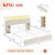 King Size Bed Frame with 2 Storage Drawers, LED Chenille Headboard with 2 Movable Storage Cabinets, Platform Bed with Charging Station