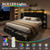 King Size LED Bed Frame with Upholstered Headboard, 2 Storage Cabinets & 2 Drawers, Platform Bed with Charging Station