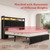 King Size LED Bed Frame with Upholstered Headboard, 2 Storage Cabinets & 2 Drawers, Platform Bed with Charging Station