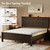 Queen Size Bed Frame with Tall Headboard, Mid Century Modern Wood Platform Bed with Charging Ports and LED Lights, Solid Wood Slat Support