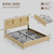 King Size Bed Frame and Tall Headboard & Storage, Metal Platform Bed Frame with 4 Storage Drawers, King Bed Frame with LED Lights