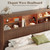 Queen Size Bed Frame and Tall Headboard & Storage, Metal Platform Bed Frame with 4 Storage Drawers, Queen Bed Frame with LED Lights & Charging Ports