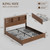 King Size Bed Frame and Tall Headboard & Storage, Metal Platform Bed Frame with 4 Storage Drawers, King Bed Frame with LED Lights