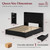 Queen Size Bed Frame with 2 Bedside Storage Racks & 4 Locking Drawers, 51.2" Tall Headboard with Charging Station & RGB LED Lights