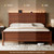 Queen Size Bed Frame with Tall Headboard, Mid Century Modern Wood Platform Bed with Charging Ports and LED Lights