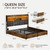 BRELTAM Queen Bed Frame with 6 Storage Drawers, Linen Upholstered Headboard, Built-in USB Charging Station & LED Lighting