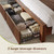 Homkdom Queen Bed Frame with LED Lights,Mid-Century Modern Luxury Wooden Wavy Panel Headboard,Charging Station& 2 Storage Drawers